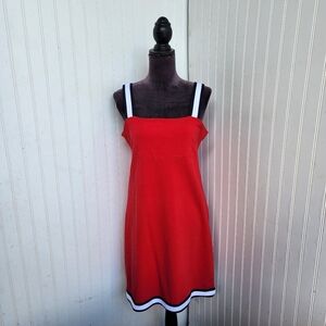 Tommy Hilfiger Straps Dress Red Pull On Knee Length Sz M